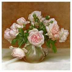 Алмазная мозаика 30х30 БУЗИН. РОЗОВАЯ СИМФОНИЯ (26 цветов) Molly