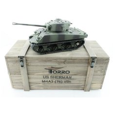 Р/У танк Torro Sherman M4A3 76mm, 1/16 2.4G, ВВ-пушка, деревянная коробка