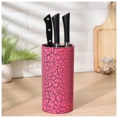 Подставка для ножей "Разлом" 11х11х22 см, цвет красный 5386104 Сима ленд