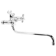 Смеситель для ванны ROEGEN RP120A, двухвентильный, с душевым набором, цинк, хром 5243588