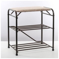 Подставка для обуви - 3 полки 45 см с сиденьем замша цв. Медный антик 5179146 Сима ленд