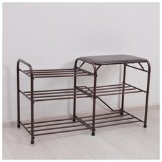 Подставка для обуви 3 полки 90 с сиденьем "Дубль" цв.Медный антик 5365639 Сима ленд