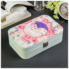 Шкатулка кожзам под часы 1 отделение и бижутерию "Мэрилин в цветах" 7х22х14,5 см 4101985 Сима ленд