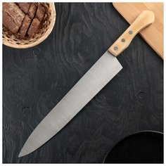 Нож кухонный "Поварская тройка" для мяса, с деревянной ручкой, лезвие 33 см 1573673 Труд Вача