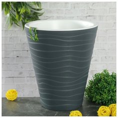 Кашпо со вставкой 2,8 л "Валенсия", цвет антрацит 3589420 Plast Avenue