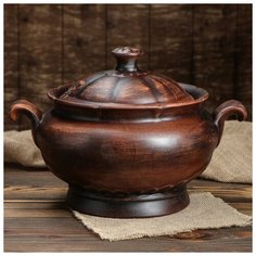 Горшок духовой 5л красная глина огромный гладкий 508462