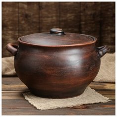 Горшок духовой 5,5 л гладкий 1563561 Красная глина