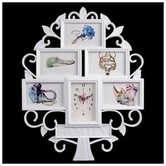 Часы настенные, серия: Фото, "Дерево", 5 фоторамок, 56х45 см 2741926 Сима ленд