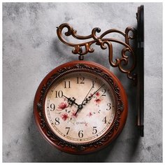 Часы настенные двойные, серия: Садовые, "Цветы", d=19 см 2354188 Сима ленд