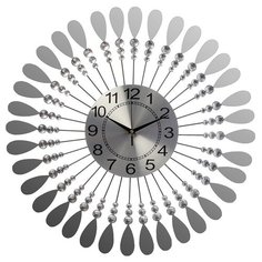 Часы настенные, серия Ажур, зеркальные лепестки, стразы, d=59 см 1586967 Сима ленд