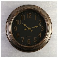 Часы настенные, серия: Классика, "Куала", коричневый обод, цифры золото, d=50 см 4148188 Сима ленд