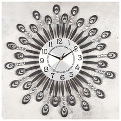 Часы настенные, серия: Ажур, "Мерцание", рама с ковкой и стразами, d=60 см 1104358 Сима ленд