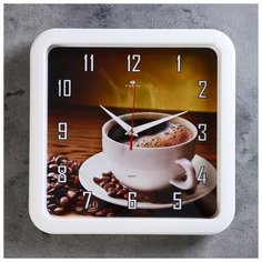 Часы настенные квадратные "Чашка кофе", 30х30 см (рубин) 2421818