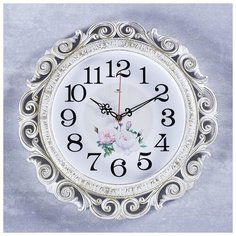 Часы настенные, серия: Цветы, "Хостон", белое золото 40.5 см 4551249 Сима ленд
