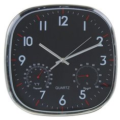 Часы настенные, серия: Классика, "Плюс" с гигрометром и термометром, хром, 30х30 см 1251158 Сима ленд