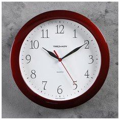 Часы настенные круглые "Классика", коричневый обод, 29х29 см 2584169 Тройка