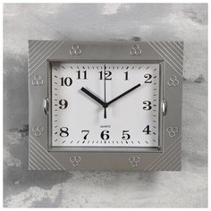 Часы настенные, серия: Классика, "Волна", хромированные, 22х26 см 1195106 Сима ленд