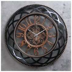 Часы настенные, серия: Интерьер, "Макира", чёрные с бронзой d=40 см 3620893 Сима ленд