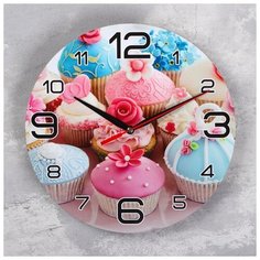 Часы настенные, серия: Кухня, "Кексы", 24 см 3571439 Сима ленд