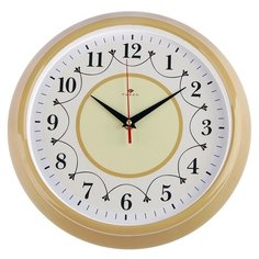 Часы настенные круглые "Классика с узором", 30 см, обод бежевый 2918889 Рубин