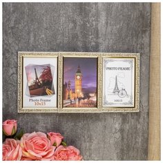 Фоторамка 20х37 см на 3 фото 10х15 см цветочный узор 3788958 Сима ленд