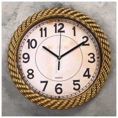 Часы настенные, серия: Классика, "Плетёнка", круг, 25.5х25.5х4 см, дискретный ход, 3244725 Сима ленд