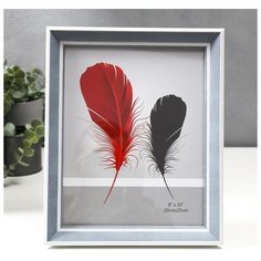 Фоторамка пластик 20х25 см "Серая древесина с двойной белой рамкой" 28,6х23,6 см 5375977 Сима ленд