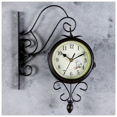 Часы настенные двойные, серия: Садовые, "Весеннее настроение", d=14.5 см 834720 Сима ленд