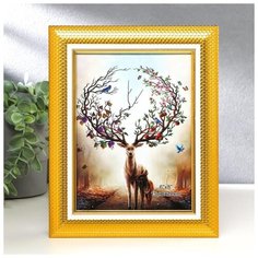 Фоторамка пластик 15х20 см "Золотые кирпичики с белой вставкой" 25х20 см 4780860 Сима ленд