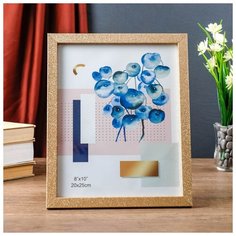 Фоторамка пластик 20х25 см "Блёстки золото" 27,2х22,2х1,2 см 4442015 Сима ленд