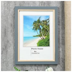 Фоторамка пластик формат А4 "Серая с обрамлением из дерева" 33,7х25х1 см 4780946 Сима ленд