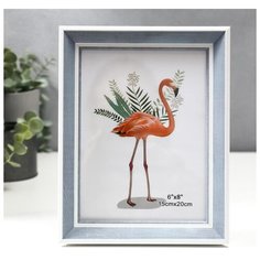 Фоторамка пластик 15х20 см "Серая древесина с двойной белой рамкой" 23,8х18,8 см 5375976 Сима ленд