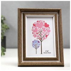 Фоторамка пластик 10х15 см "Классика" шоколад с белой полосой 20х15 см 5117037 Сима ленд