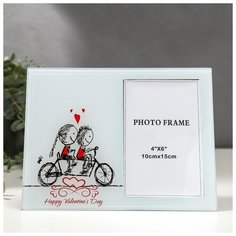 Фоторамка стекло 10х15 см "Влюблённые малыши на велосипеде" 17х22 см 3747201 Сима ленд