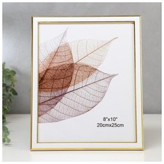 Фоторамка пластик 20х25 см "Белоснежная с золотой двойной рамкой" 27,5х22,5 см 5116976 Сима ленд