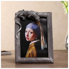 Фоторамка полистоун 10х15 см "Серебряная ящерка" 18х13 см 4470325 Сима ленд