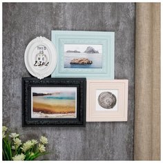 Фоторамка пластик на 4 фото 8х10, 10х10, 10х15, 13х18 см "Классика" цветная 40х33 см 4495387 Сима ленд