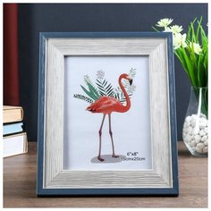 Фоторамка пластик 15х20 см "Феликс" белая с синим обрамлением 26,2х21,2 см 4559736 Сима ленд