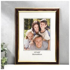 Фоторамка пластик 30х40 см "Линии-диагональ на шоколаде, двойная золотая рамка" 44,7х34,8 см 53759 Сима ленд