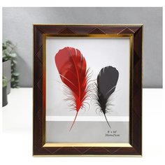 Фоторамка пластик 20х25 см "Линии-диагональ на шоколаде, двойная золотая рамка" 29,7х25 см 5375937 Сима ленд