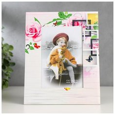 Фоторамка стекло 10х15 см "Розы, геометрия" 17х22 см 5120807 Сима ленд