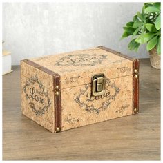 Шкатулка дерево кожзам под пробку "Любовь" 10х12х18 см 4060597 Сима ленд