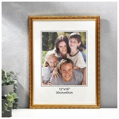 Фоторамка пластик 30х40 см "Валентайн" золотая с золотым рисунком 42,7х32,7 см 5375969 Сима ленд