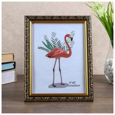 Фоторамка пластик 15х20 см "Валентайн" чёрная с золотым рисунком 23х18 см 4559669 Сима ленд