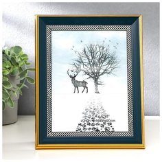 Фоторамка пластик 15х20 см "Синяя с синими черточками на белом" 24,6х17,6х1,5 см 4780405 Сима ленд