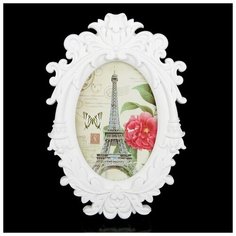 Фоторамка пластик 13х18 см овал "Цветение" белая 18,5х27,5 см 1971485 Сима ленд