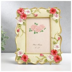 Фоторамка полистоун 10х15 см "Анютины глазки" фигурная 20х16 см 5362371 Сима ленд