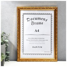 Фоторамка пластик формат А4 "Валентайн" золотая с золотым рисунком 32,3х23,8 см 5375964 Сима ленд