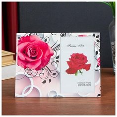 Фоторамка стекло 10х15 см "Красная роза" двойной выпуклый рисунок 17х22 см 4780800 Сима ленд