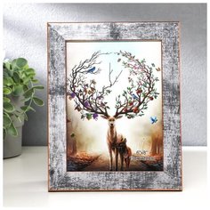 Фоторамка пластик 15х20 см "Серо-синий с золотым обрамлением" 24х19 см 4780820 Сима ленд